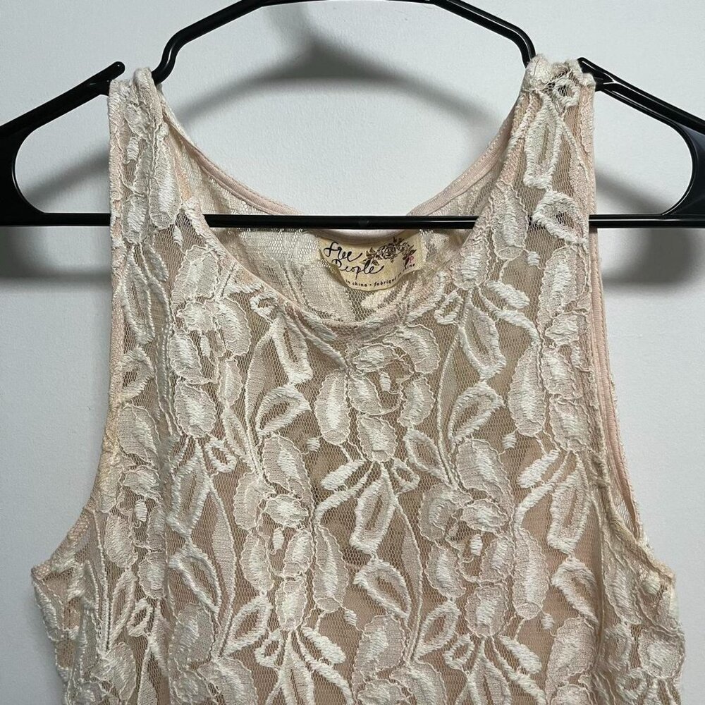 Free People cream lace mini shift dress with slip!